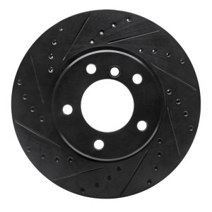 BMW 525i Brake Rotor (1) - Front Left - R1 Concepts - Drilled & Slotted - Black - `04-`10